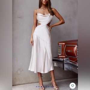 Selfie Leslie Midnight Muse Strappy Back Midi Dress Champagne